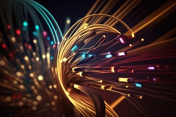 Leinwandbilder - Optical wire line.Futuristic, modern illustration. Innovative technologies. Generative ai