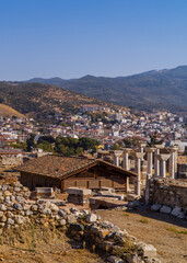 Wall Mural - Inside St John Basilica in Selcuk, Turkey with the town of Selcuk in the background