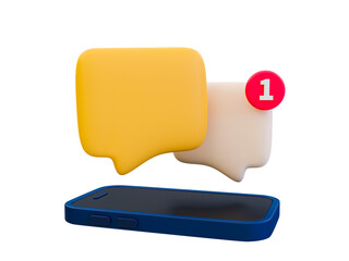 3d online chatting concept. online chat communication. smartphone and message icon. 3d rendering illustration.