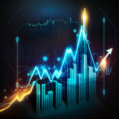 Wall Mural - modern computer virtual dashboard analyzing finance sales data and economic growth graph chart and block chain technology