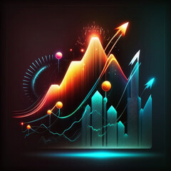 Wall Mural - modern computer virtual dashboard analyzing finance sales data and economic growth graph chart and block chain technology