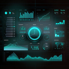 Wall Mural - modern computer virtual dashboard analyzing finance sales data and economic growth graph chart and block chain technology