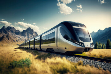 Luxury train, transportation concept ,made with Generative AI