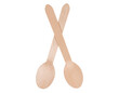 two wooden spoons on a white background