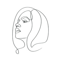 Wall Mural - Beauty salon eyelash female face elegant continues line artwork vector illustration