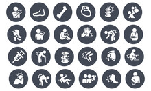Injury And Pain Icons Vector Design 