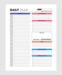  Vector Template Daily Plan, Personal Daily Planner, Productivity Day Planner, Work Day Diary Insert, Work From Home Daily Planner