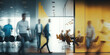 © Iryna - Blurred silhouettes of people in a coworking space or office space. Generative ai.