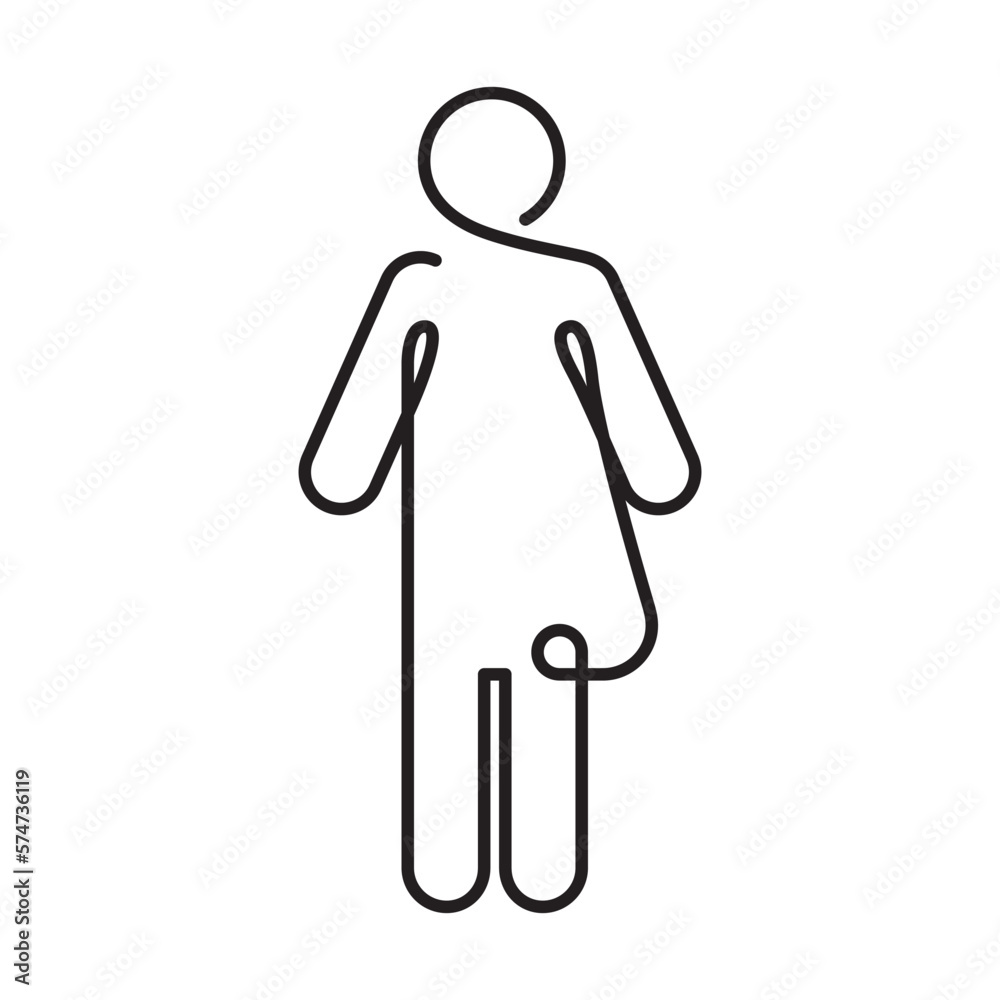 Linear toilet icon. Transgender sign for WC. Bathroom or restroom sign ...