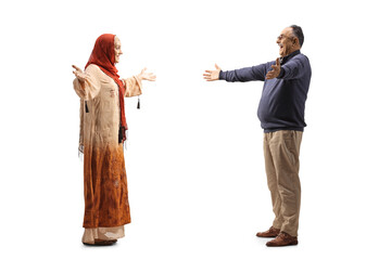 Sticker - Young muslim woman meeting a mature man