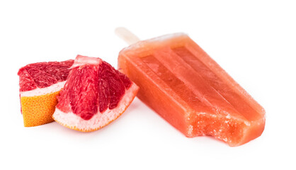 Wall Mural - Grapefruit Popsicles on transparent (background, selective focus)