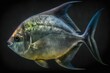Colorful pomfret fish isolated on a black background, deep sea fishes, Generative AI Digital Illustration