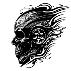 Poster - Motorcycle mechanic skull is a popular symbol in biker culture, representing a tough, gritty persona with a deep knowledge of motorcycle mechanics