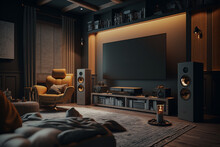 Home theater, created by a neural network, Generative AI technology