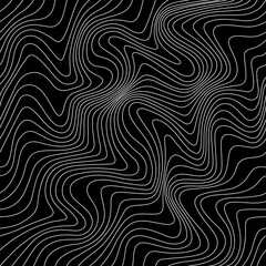 Aufkleber - Black Vector Seamless Weather Map. Contour Map with Waves and Lines. Abstract Topographic, Geographic, Meteorology Pattern