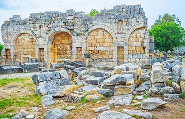 Canvas Print - The ruined wall in Perge, Antalya, Turkey.