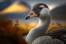  Bokeh Photo Of A Graylag Goose In A Norwegian Mountainous, Generative Artificial Intelligence