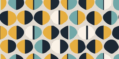 Poster - Yellow-blue halves of circles. Print for interior, surfaces, packaging, design.