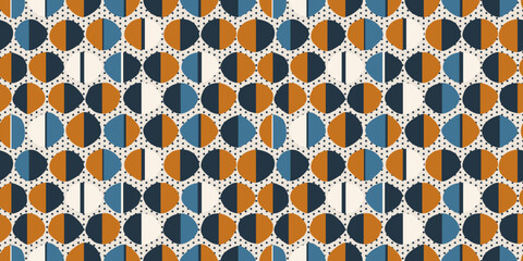 Poster - Orange-blue halves of circles. Print for interior, surfaces, packaging, design.