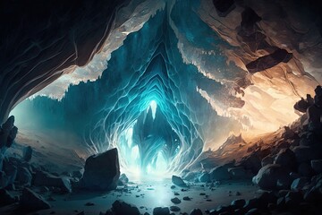 Poster - Deep within the Cave: An Atlantis-Esque Crystal Landscape Generative AI