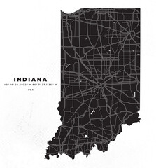 Canvas Print - Indiana map vector poster flyer