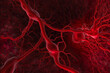 Blood circulatory system. Vessel, artery, capillary and red blood cells. Medical human health care concept. Generative AI