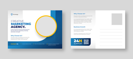 corporate business or marketing agency postcard template