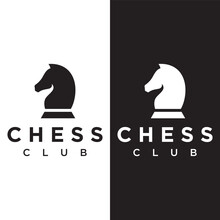 Chess Strategy Game Logo Template With Horse, King, Pawn And Rook. Logos For Tournaments, Chess Teams And Games.