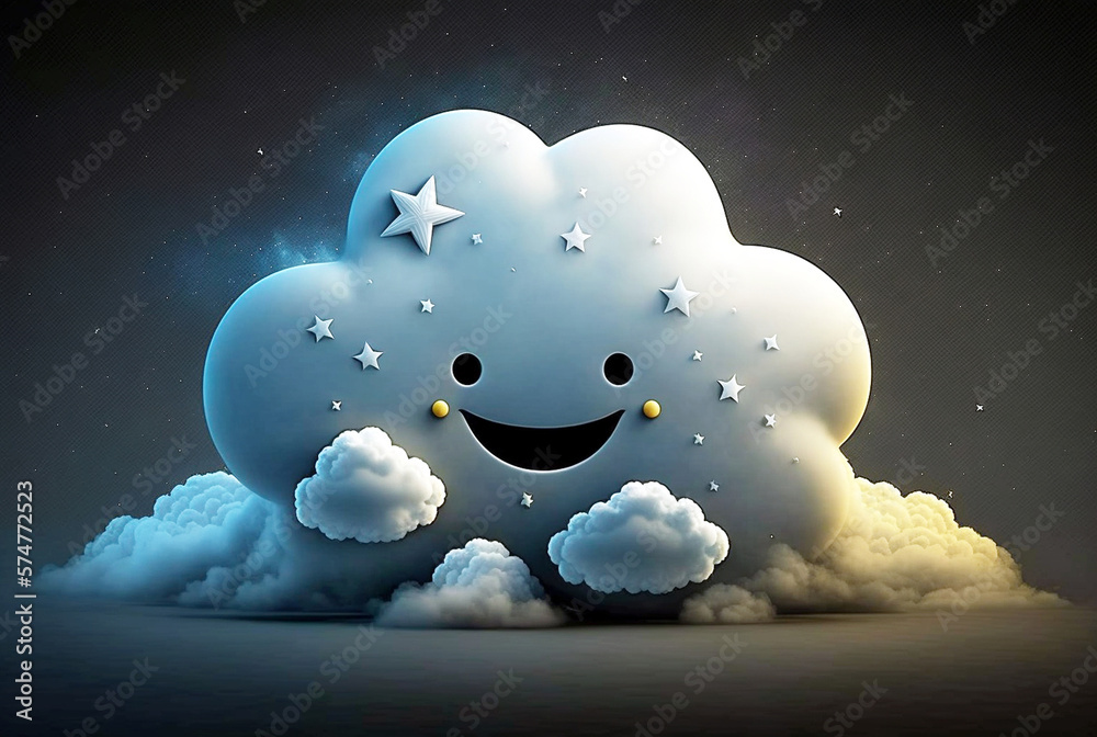 good night sleep well cloud with a smile, symbolic of good dreams good dream. Generative AI