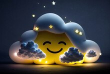 Good Night Sleep Well Cloud With A Smile, Symbolic Of Good Dreams Good Dream. Generative AI