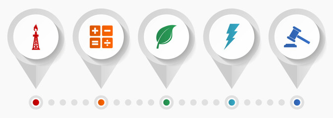 Poster - Fuel and energy vector icons, industrial flat design web pointers collection, business concept infographic template