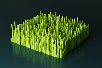 Poster - Abstract shapes in the form of bar graphs in random values. Financial and business concept, presenting values in the form of graphs. 3D render, 3D illustration.