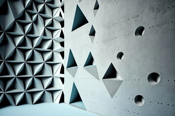 Sticker - Background in architecture: geometric forms on a concrete wall. Generative AI