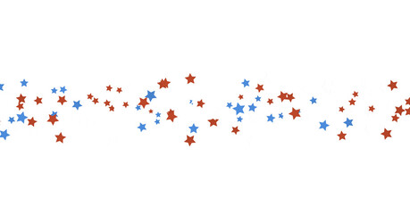 Wall Mural - Stars - USA banner mockup with confetti stars in American national colors. USA Presidents Day, American Labor day, Memorial Day, US election concept.