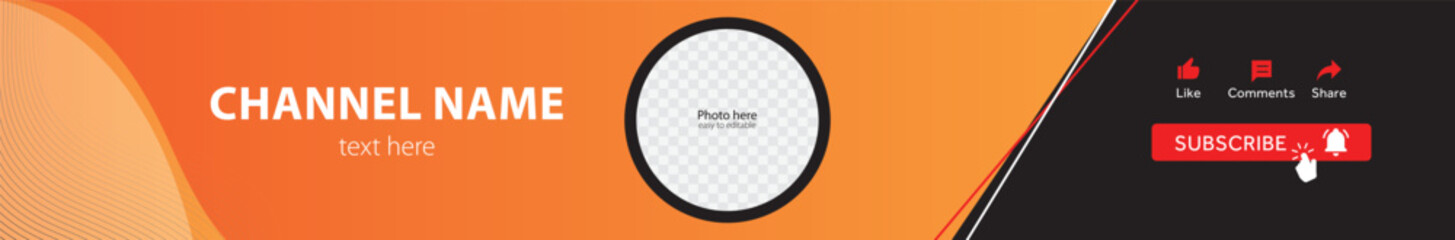 Wall Mural - YouTube Channel Red Horizontal Cover design. The header for Social Media Account with easy editable file. Vector illustration