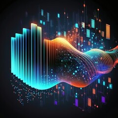 Poster - Abstract technology big data background concept. Motion of digital data flow. Transferring of big data, generative ai  