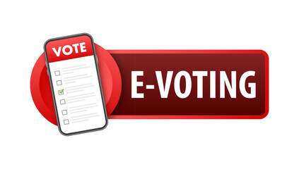 Poster - E-voting online. Online Voting and Election. Vector stock illustration.