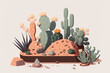 Illustration of succulent garden in arid ecosystem