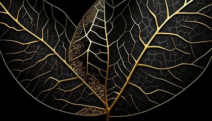 Wall Mural - Wallpaper of a black leaf transforming into a golden leaf