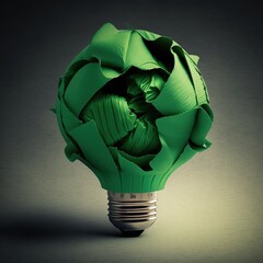 Canvas Print - Corporate social responsibility, green paper light bulbs, and ethical business, generative ai