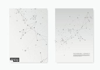 Fototapete - Black connect dot line connect on grey cover templates. Abstract vector background. Technology concept design. Communication and social network concept. Futuristic technology