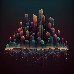 Poster - Abstract line and dot connect with gradient line design, big data connection technology, generative ai