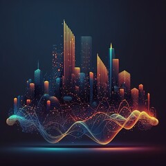 Poster - Abstract line and dot connect with gradient line design, big data connection technology, generative ai