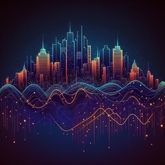 Poster -  big data technology. digital data flow in motion. moving large amounts of data, generative ai