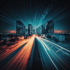 Poster - Smart city and connection technology concept, generative ai