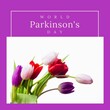 Composite of colorful fresh flowers and world parkinson's day text on purple background