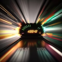 Poster - warp speed in hyperloop with blue light, next generation technology, generative ai
