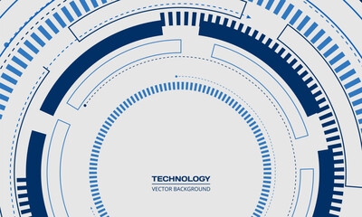 Poster - White and blue technology background with futuristic tuch circular elements. Vector illustration