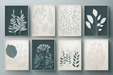 Botanical Wall Art Collection. Plants Drawn In Line In An Abstract Shape. Design For Posters, Canvas Prints, Framed Wall Art, And Other Types Of Home Decor. Generative AI
