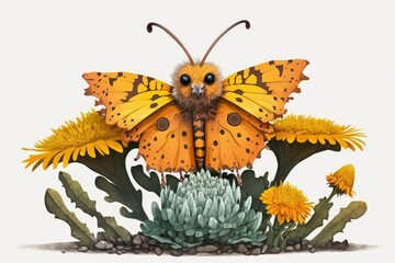 Canvas Print - In this case, we see a symbrenthia lilaea, often known as a jester butterfly, resting atop a marigold. Concentration on only certain things. Generative AI